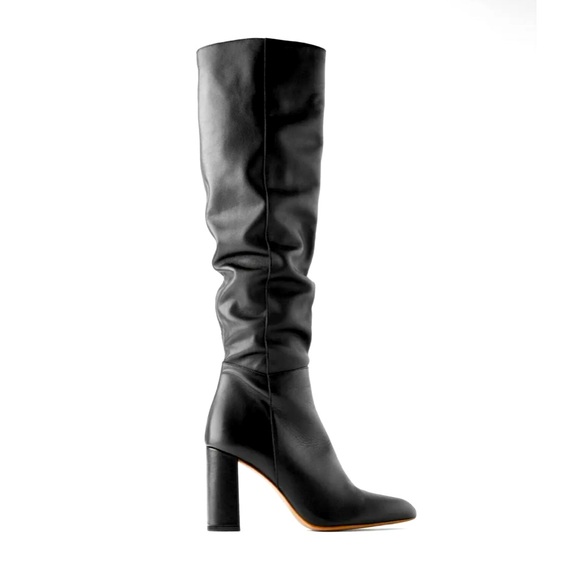 ✨ZARA BLACK LEATHER HIGH HEEL BOOTS EU42 - Picture 2 of 4